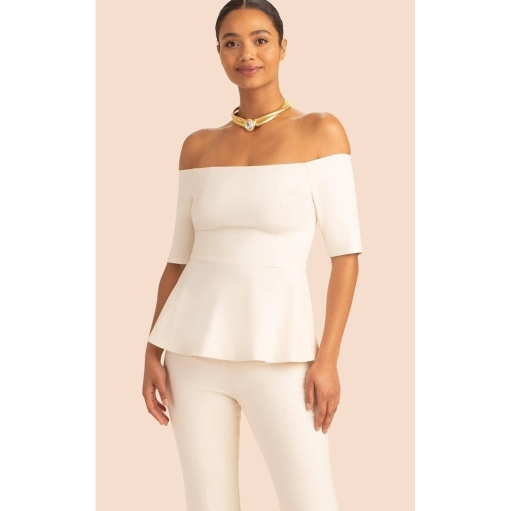 Trina Turk Forbid Off The Shoulder Top in Ivory Sz 10 MSRP $198